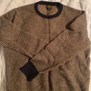J. Crew Men's Herringbone Sweater - Navy and Brown